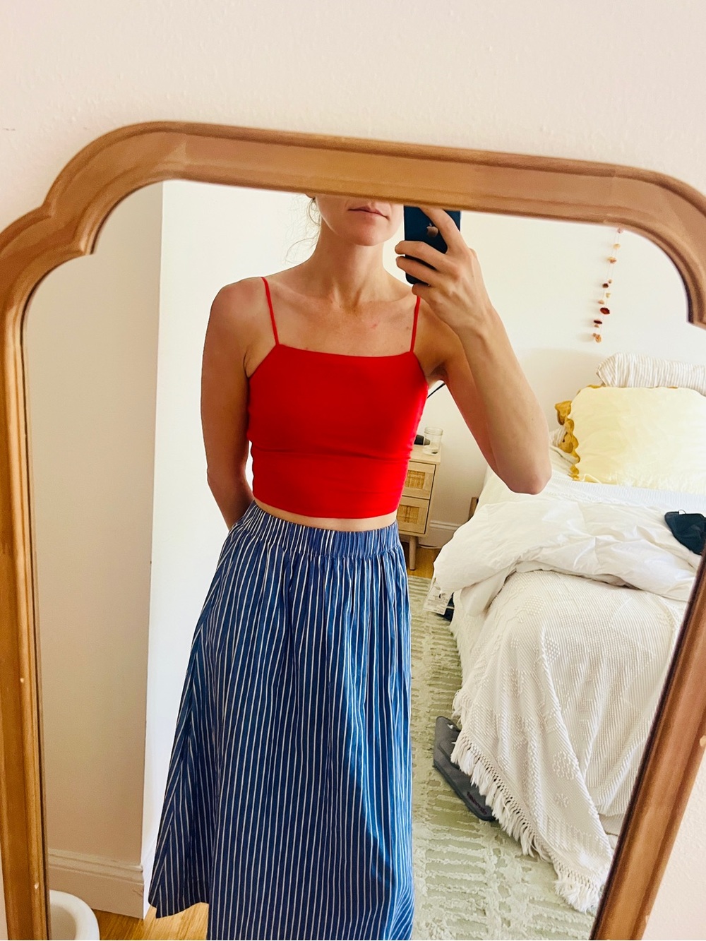 Everlane Red Square-Neck Crop Cami